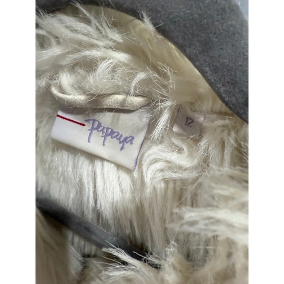 Papaya‎ Faux Fur Collar Vest Sleeveless Ivory Cream Toggle Closure - Picture 5 of 6
